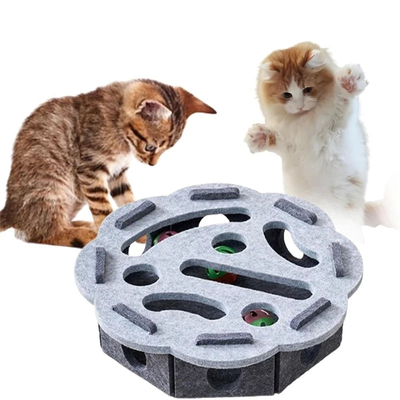 Limorista |Felt Kitty Puzzle Maze Toy – 2 Random Balls for Indoor Play &amp; Exercise
