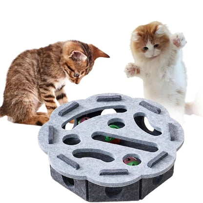 Limorista |Felt Kitty Puzzle Maze Toy – 2 Random Balls for Indoor Play &amp; Exercise