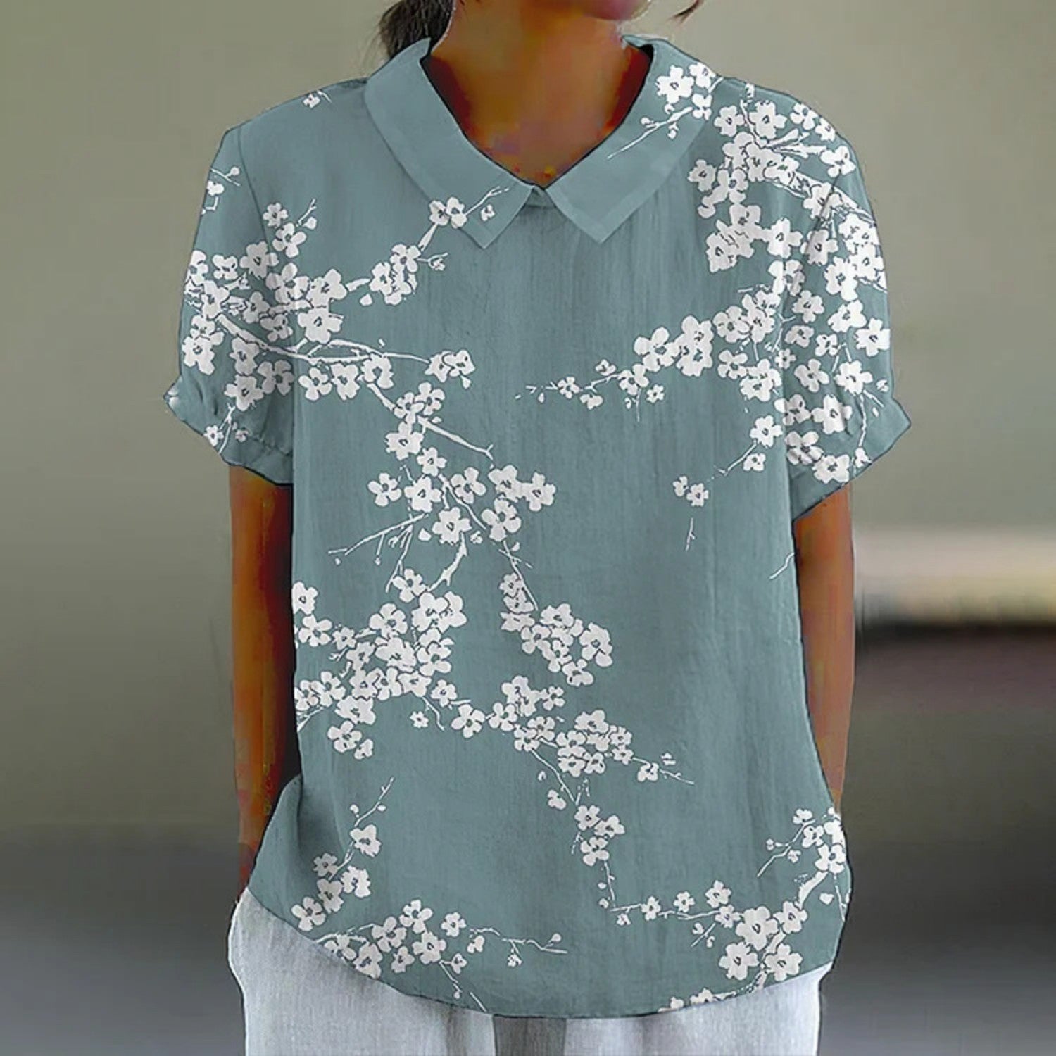 Creative Ocean Retro Floral Cute Short Sleeve Limorista