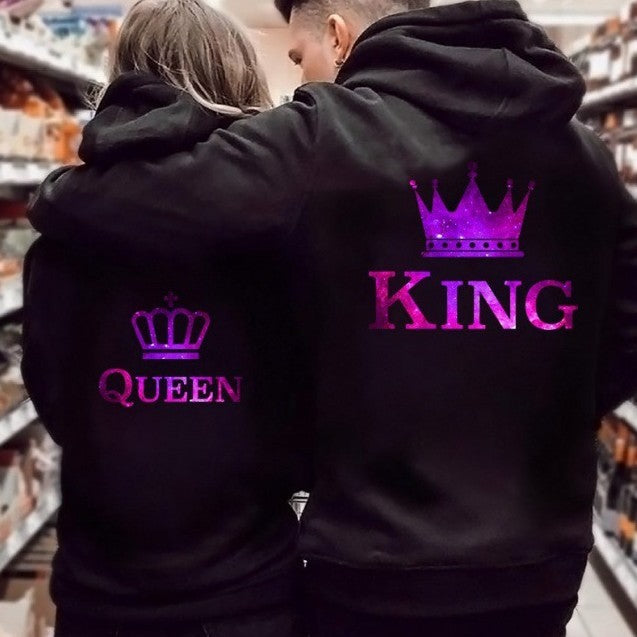 Women Hoodies King Queen Printed Sweatshirt Lovers Limorista