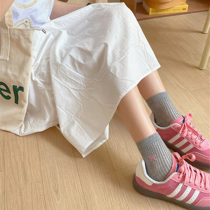 Bow Embroidered Short Thin Socks Limorista