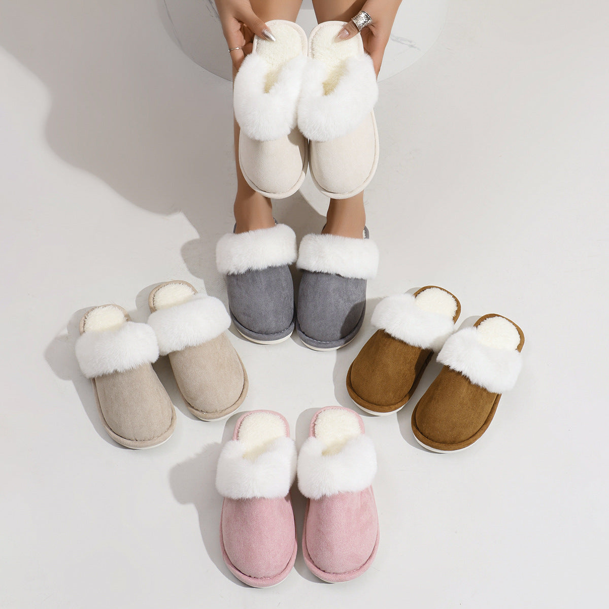 Winter Warm Plush Slippers Home Indoor Non-slip Bedroom Floor Soft Fuzzy Slipper For Couple Fashion Solid House Shoes Limorista