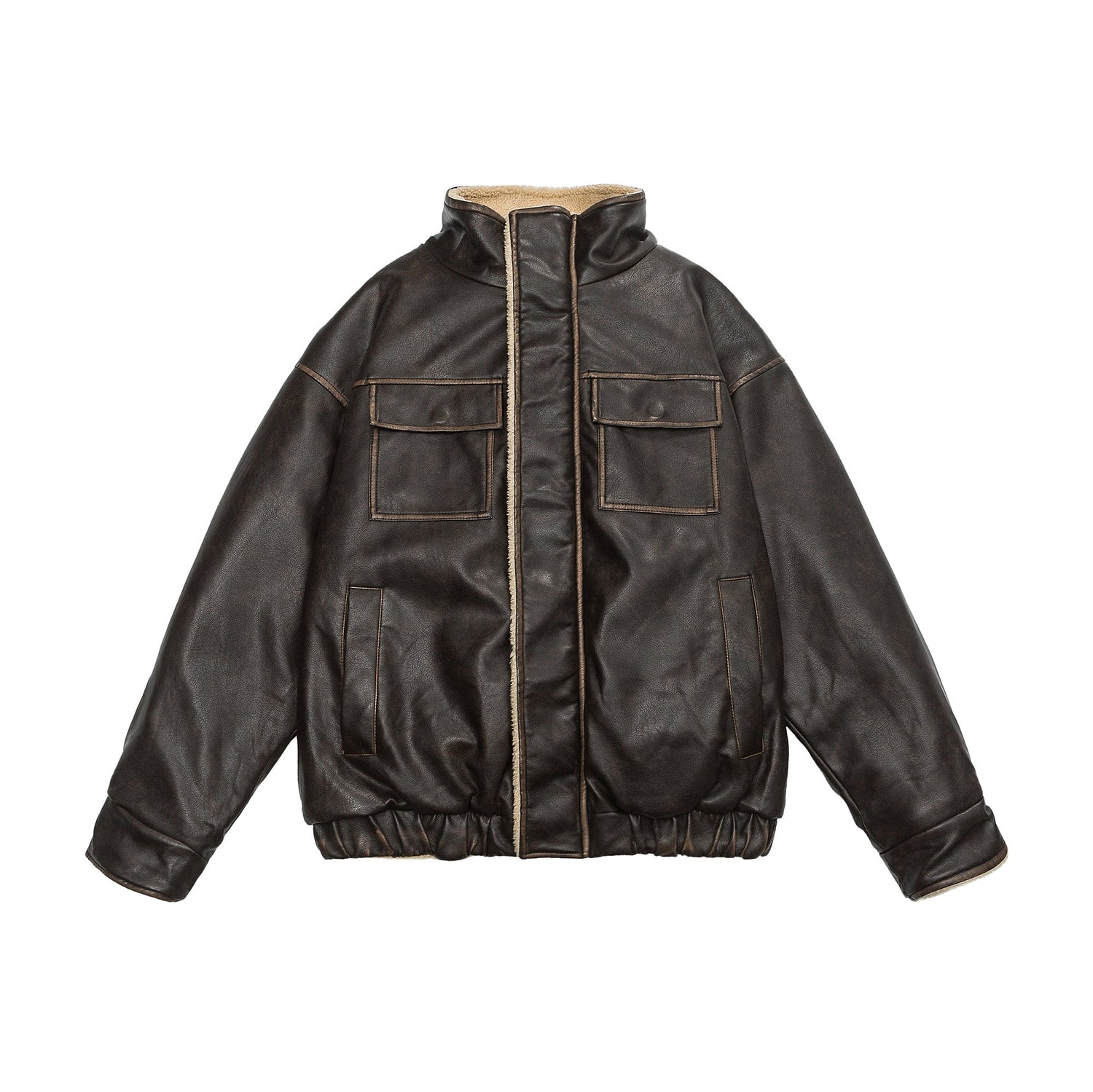 Retro Neutral Maillard Lamb Fur Coat Loose Leather Jacket Coat Limorista