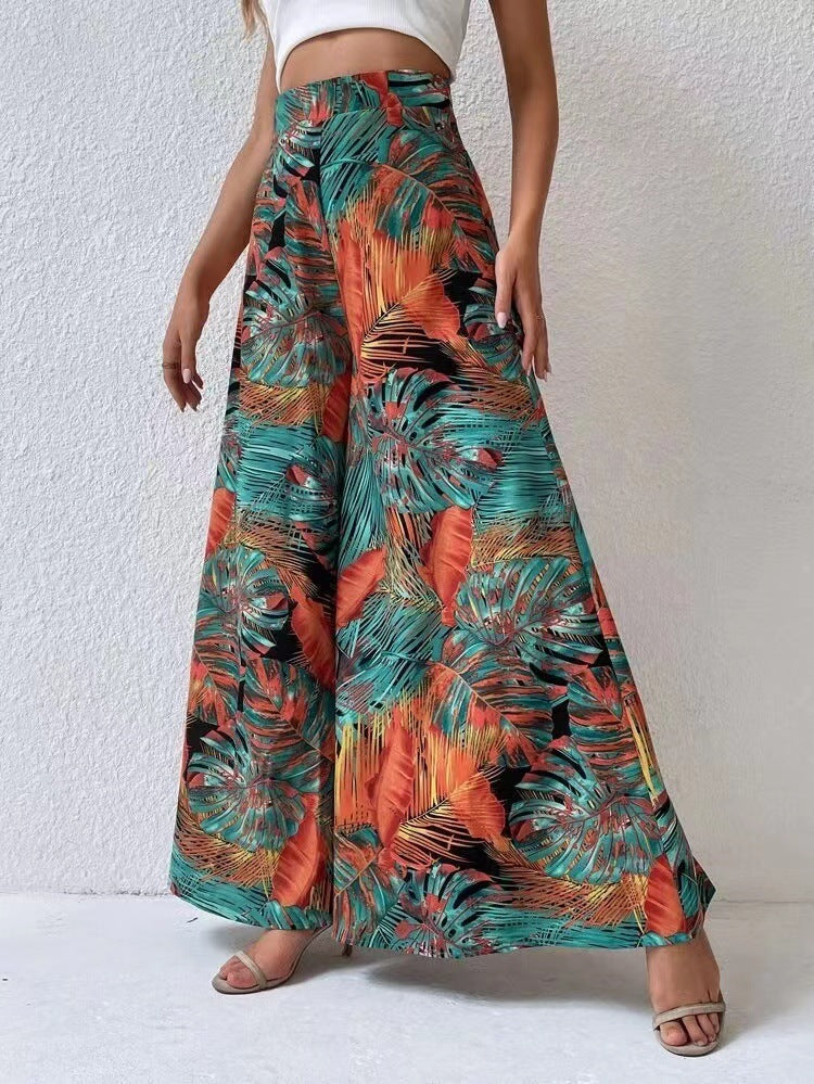 Fashionable Chiffon Floral Wide-leg Pants For Women Limorista