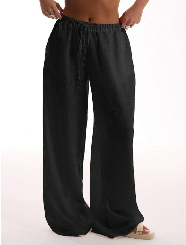 Holiday Textured Linen Feel Tie Waist Trouser Limorista