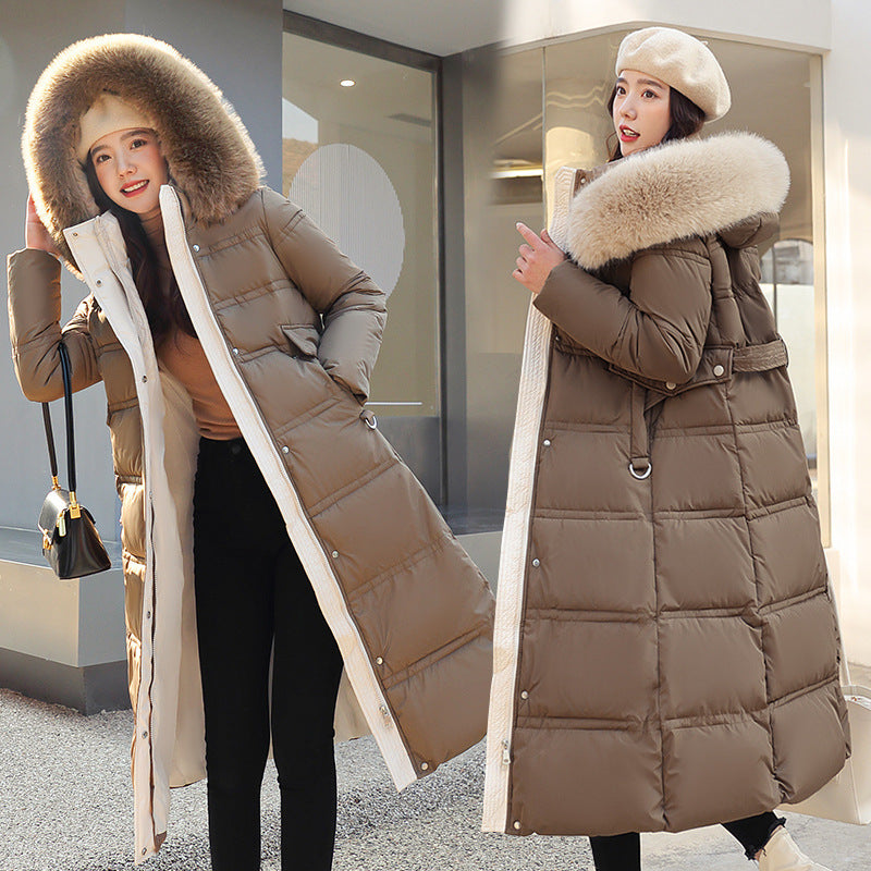 Over-the-knee Down Cotton Jacket Thickened Cotton-padded Coat Limorista