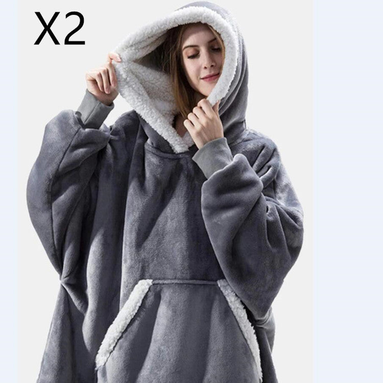 Men And Women Can Wear Zipper Flannel Lazy Blanket Limorista