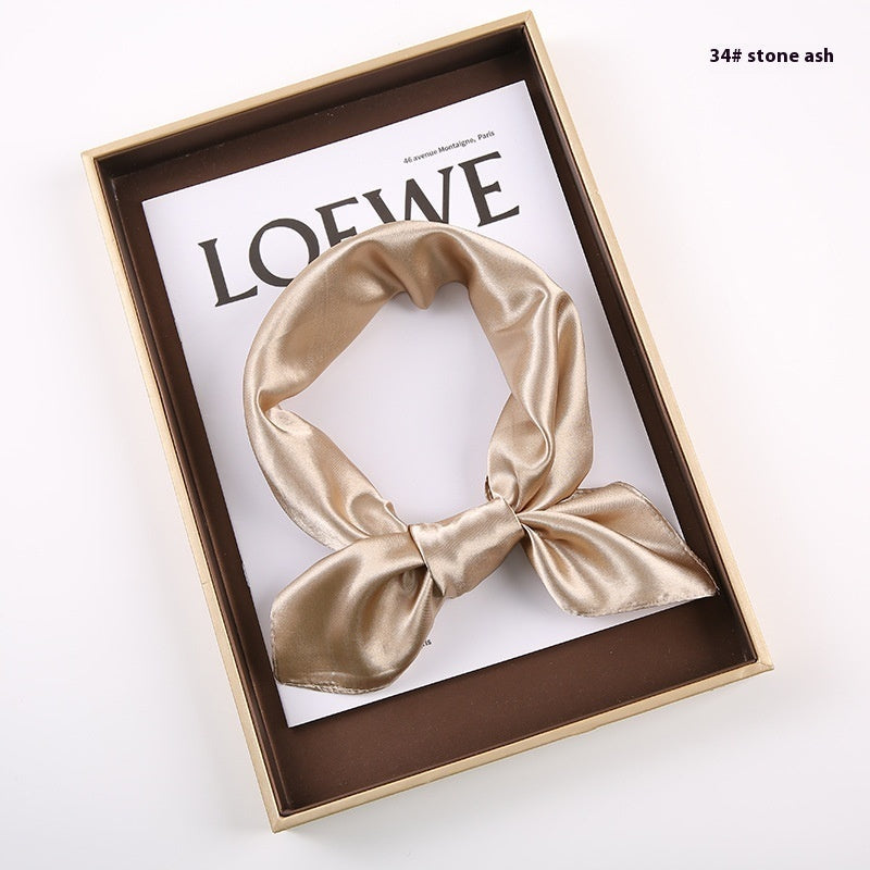 Solid Color Square Scarf Artificial Silk Small Square Towel Limorista