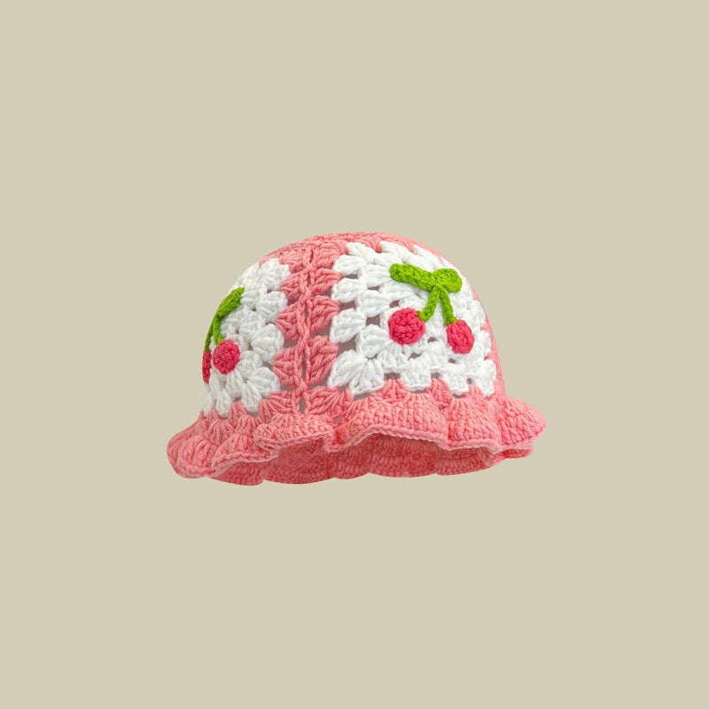 Japanese-style Retro Hollow Flower Handmade Knitted Bucket Hat Women Limorista