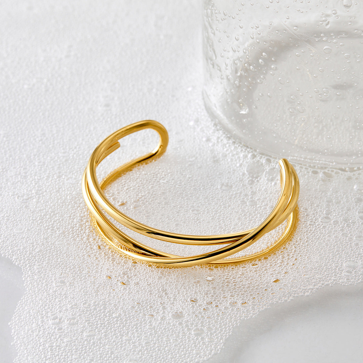 Metal Line Open-ended Bracelet Stainless Steel Irregular Limorista