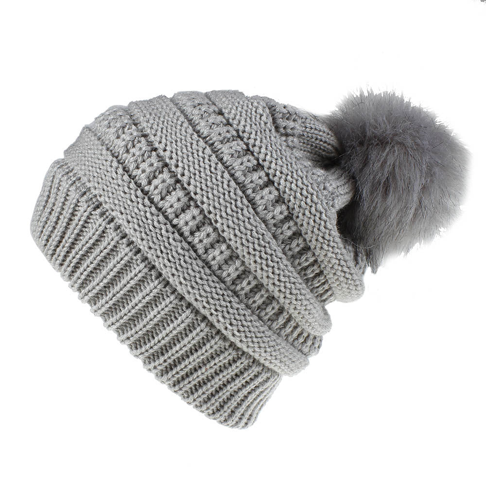 Faux Fur Fox Fur Ball Hat Knitted Casual Fashion Limorista