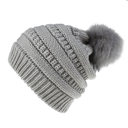 Faux Fur Fox Fur Ball Hat Knitted Casual Fashion Limorista