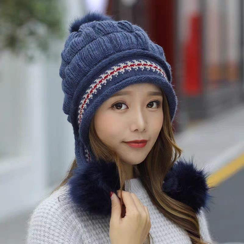 Cozy Knit Fleece-Feel Beanie With Ear Flaps &amp; Pompom Warm Winter Hat For Women Perfect For Skiing &amp; Outdoor Activities Limorista