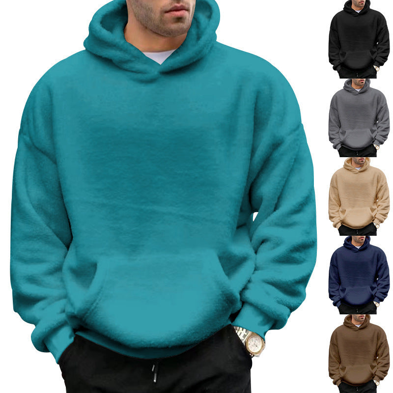 Double-sided Velvet Hooded Sweater Men&