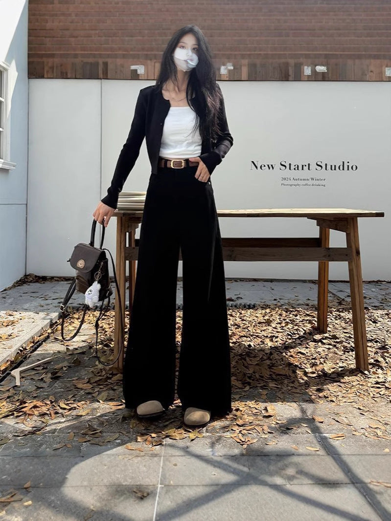 Retro Wide-leg Jeans For Women High Waist Loose Fashionable All-match Slim Pants Limorista