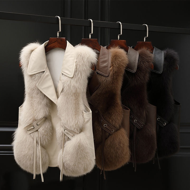 Fur Vest Short Coat Autumn And Winter New Patchwork Winter Fox Fur Jacket Women Short Artificial Fur Coat Elegant Female Warm Vest Limorista