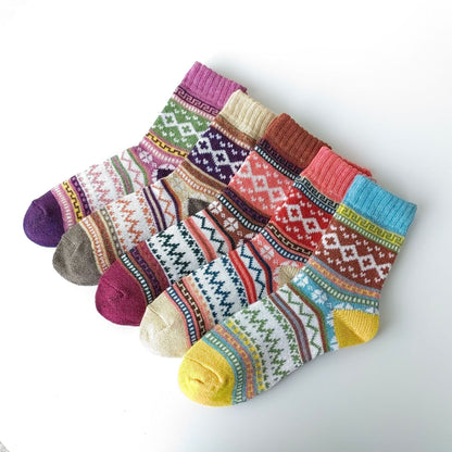 Winter Rhombus Wool Socks Thick Line Medium Tube Limorista