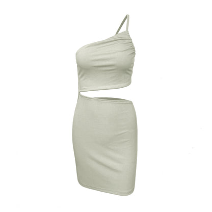 Design Sense Niche Shoulder Drawstring Dress Women Limorista