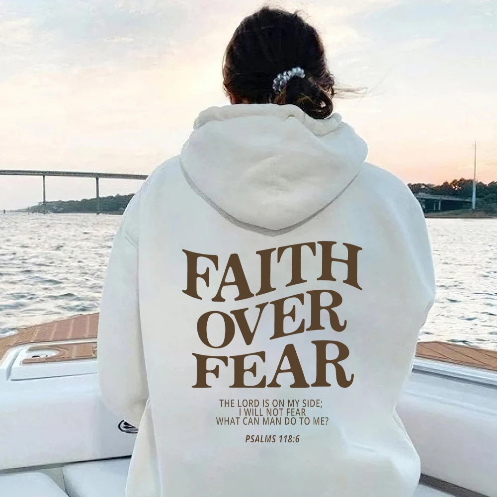Faith Over Fear Christian Hoodie Christian Sweatshirt Jesus Hoodie Trendy Hoodie Bible Verse Shirt Unisex Aesthetic Clothes Limorista