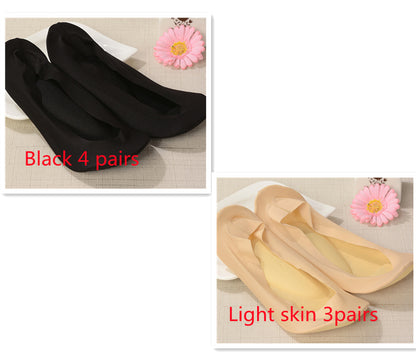 3D Arch Foot Massage Health Care Women Summer Socks Ice Silk Socks Shallow Mouth Silica Gel Invisible Slippers Feet Care Limorista