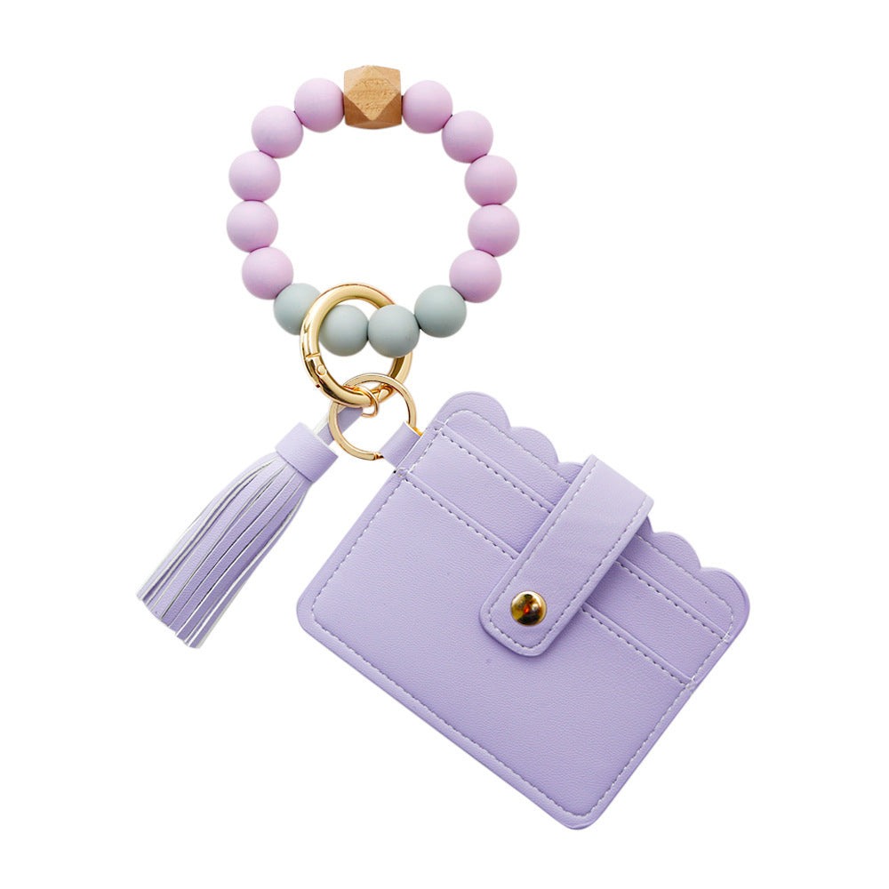 PU Tassel Card Case Silicone Bracelet Key Ring Limorista