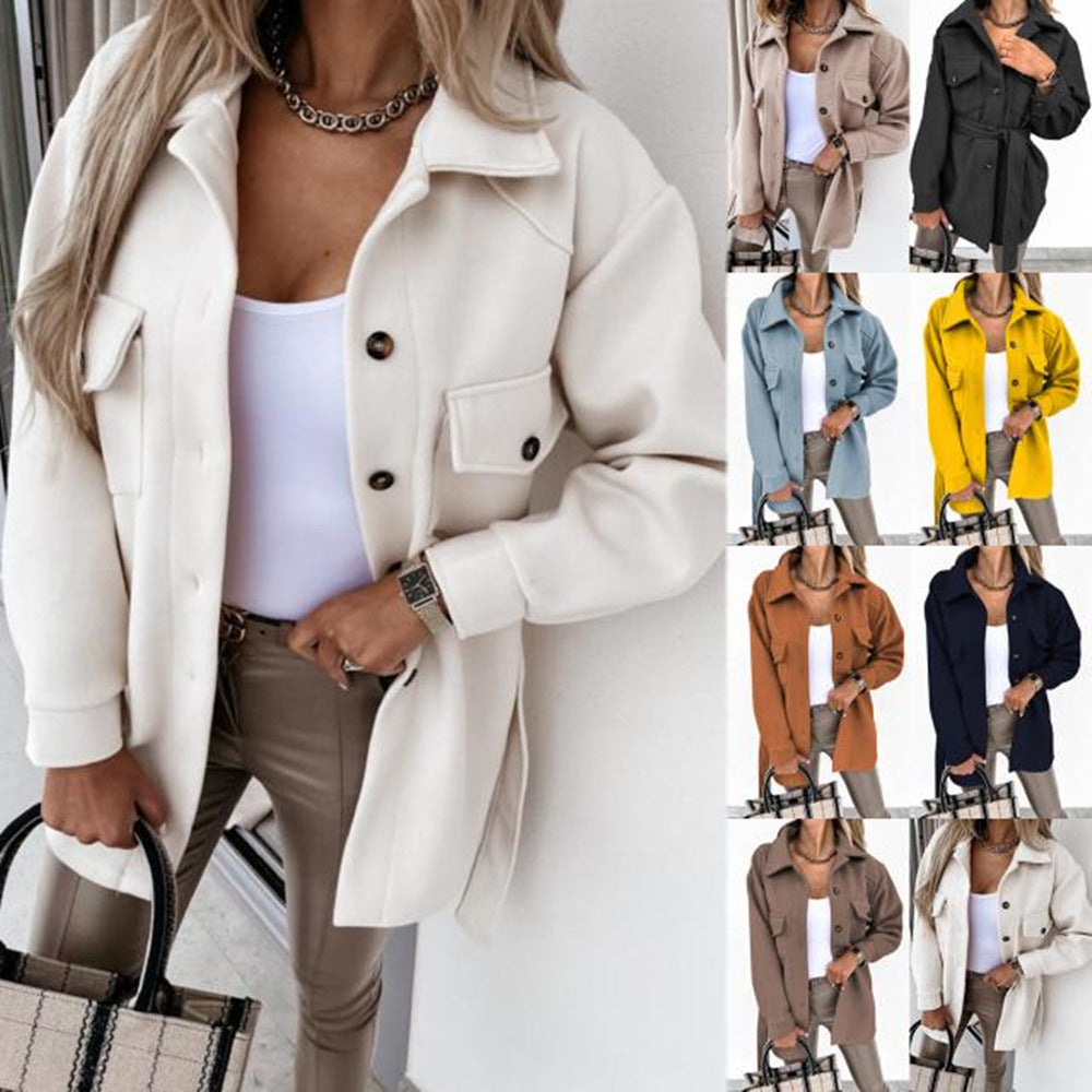 Fashionable Lace-up Small Fragrant Jacket With Pockets Limorista