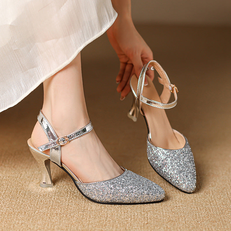 Closed Toe Back Empty Ankle-strap Buckle Sandals Women&