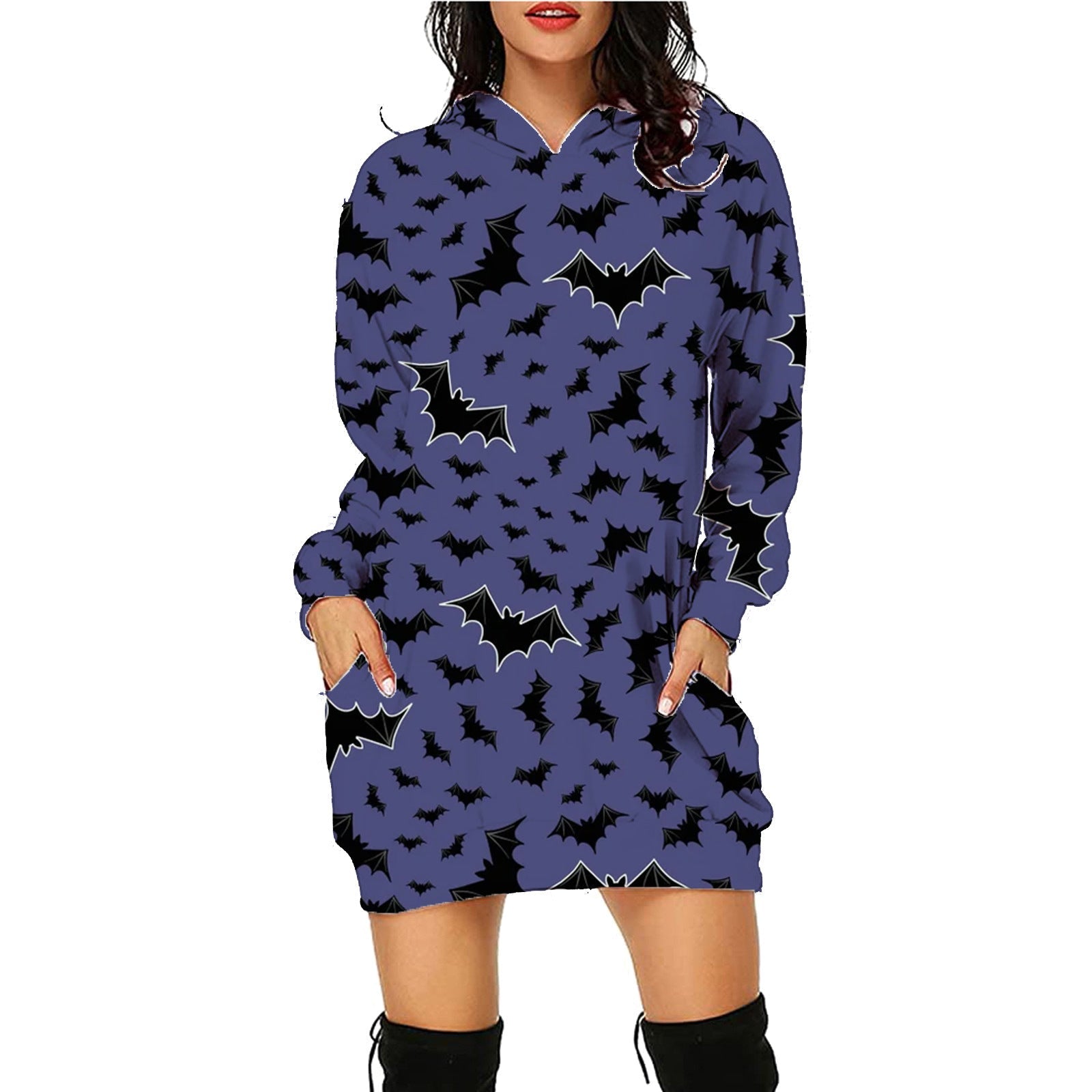 Halloween Print Long Hoodie With Pockets Sweater Long Sleeve Clothes Women Limorista