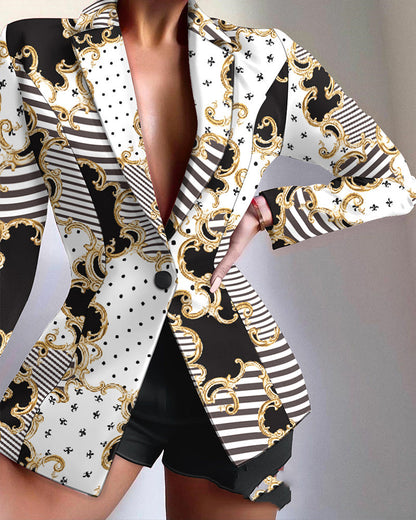 European And American Multicolor Lapel Blazer Limorista