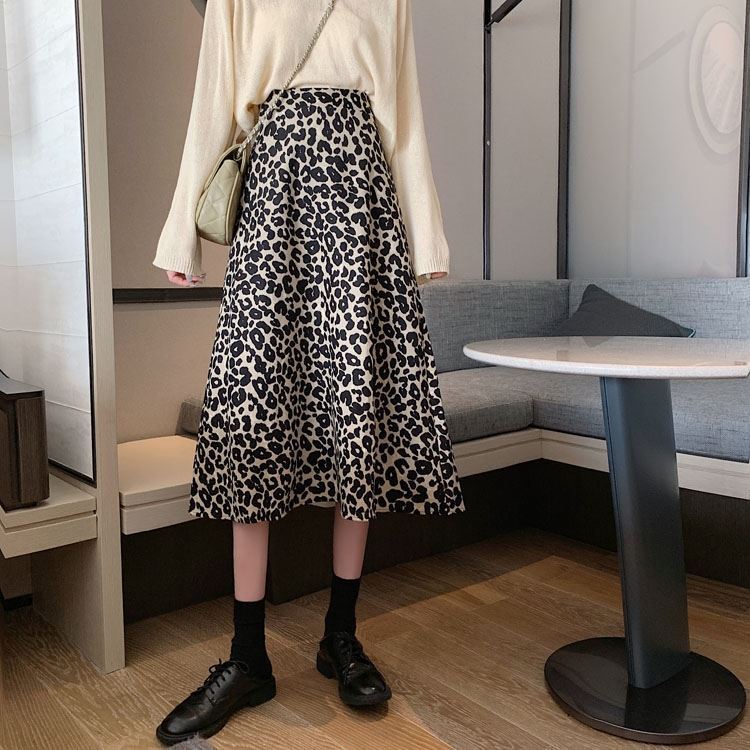 Leopard Print Skirt Women&
