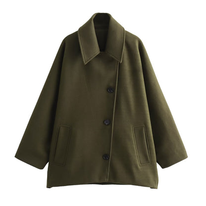 French Coat Fashion Polo Collar Blended Short Cape Sleeve Coat Limorista