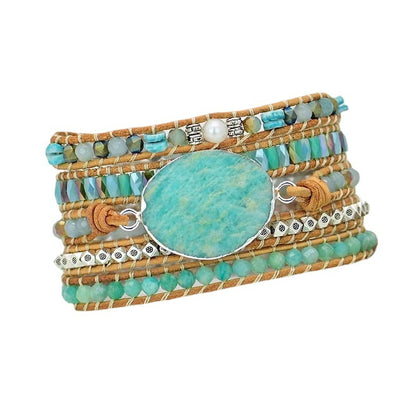 Cut Angle Tianhe Stone Cowhide Woven Bracelet Limorista