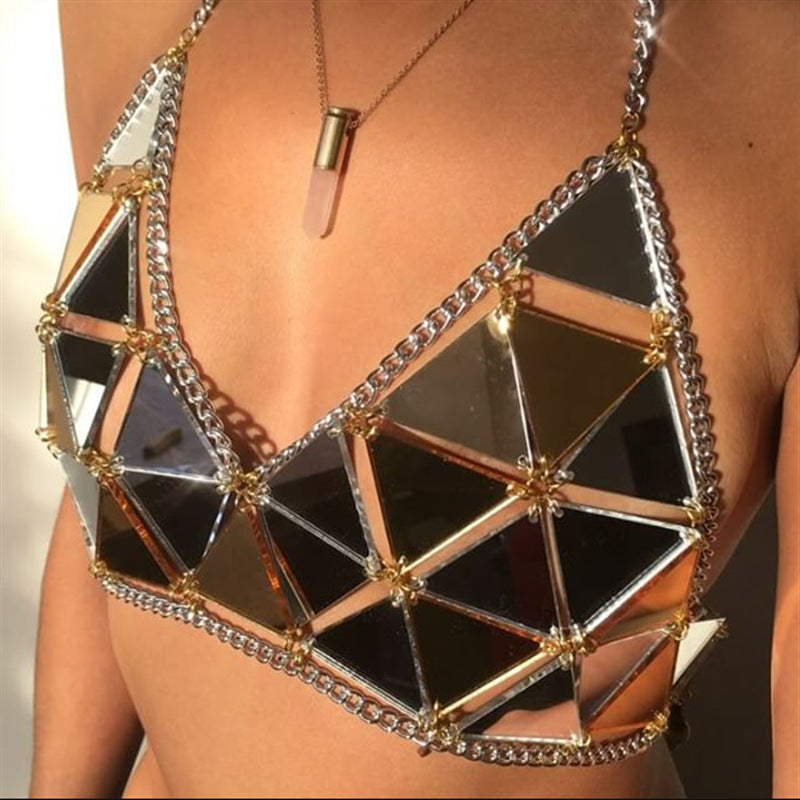 Fashion Nightclub Acrylic Paillette Triangle Stitching Bikini Limorista