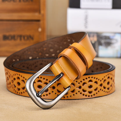 Ladies Hollow Pin Buckle Punch Free Belt Limorista