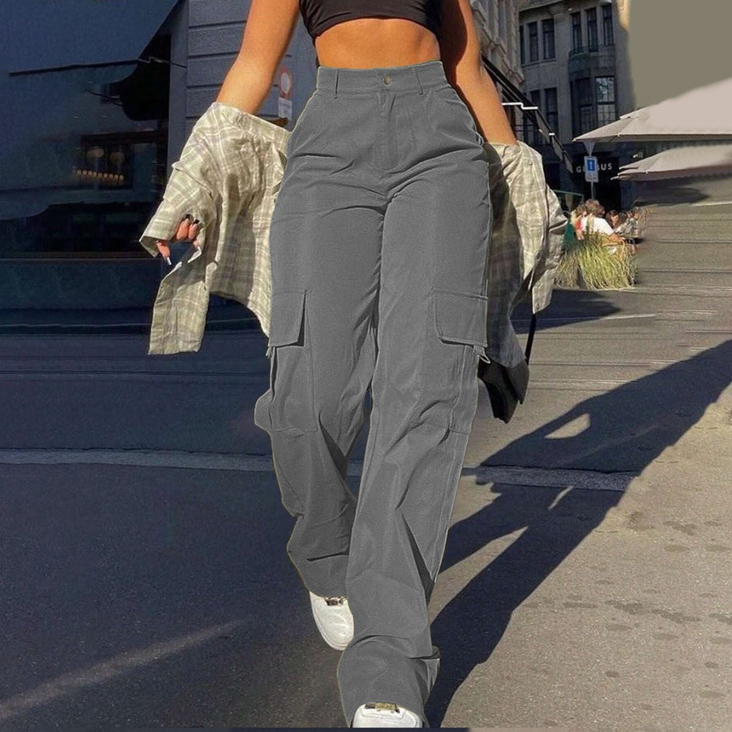 Multi-Pocket Workwear Straight-leg Trousers Limorista