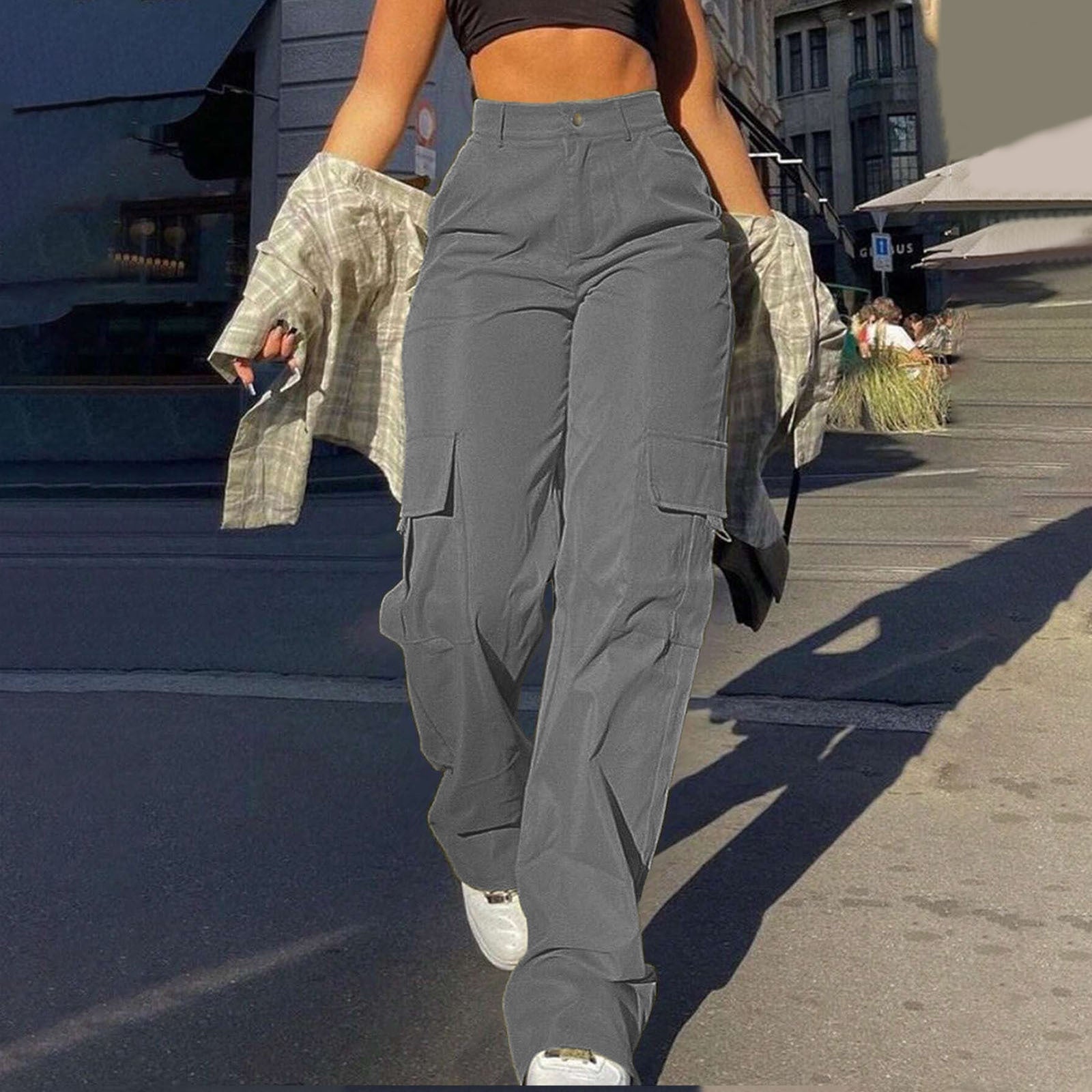 Multi-Pocket Workwear Straight-leg Trousers Limorista