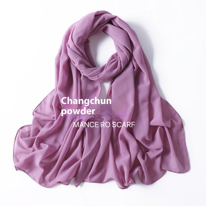 Pure Color Pearl Chiffon Scarf Headcloth Veil Chiffon Scarf Limorista