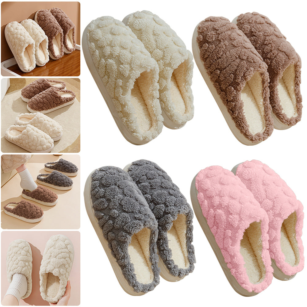 Home Fuzzy Slipper Unisex Cartoon Winter Plush Slipper Anti-Skid Soft Soled Cotton Shoes Comfy Outdoor Couple Slippers Limorista