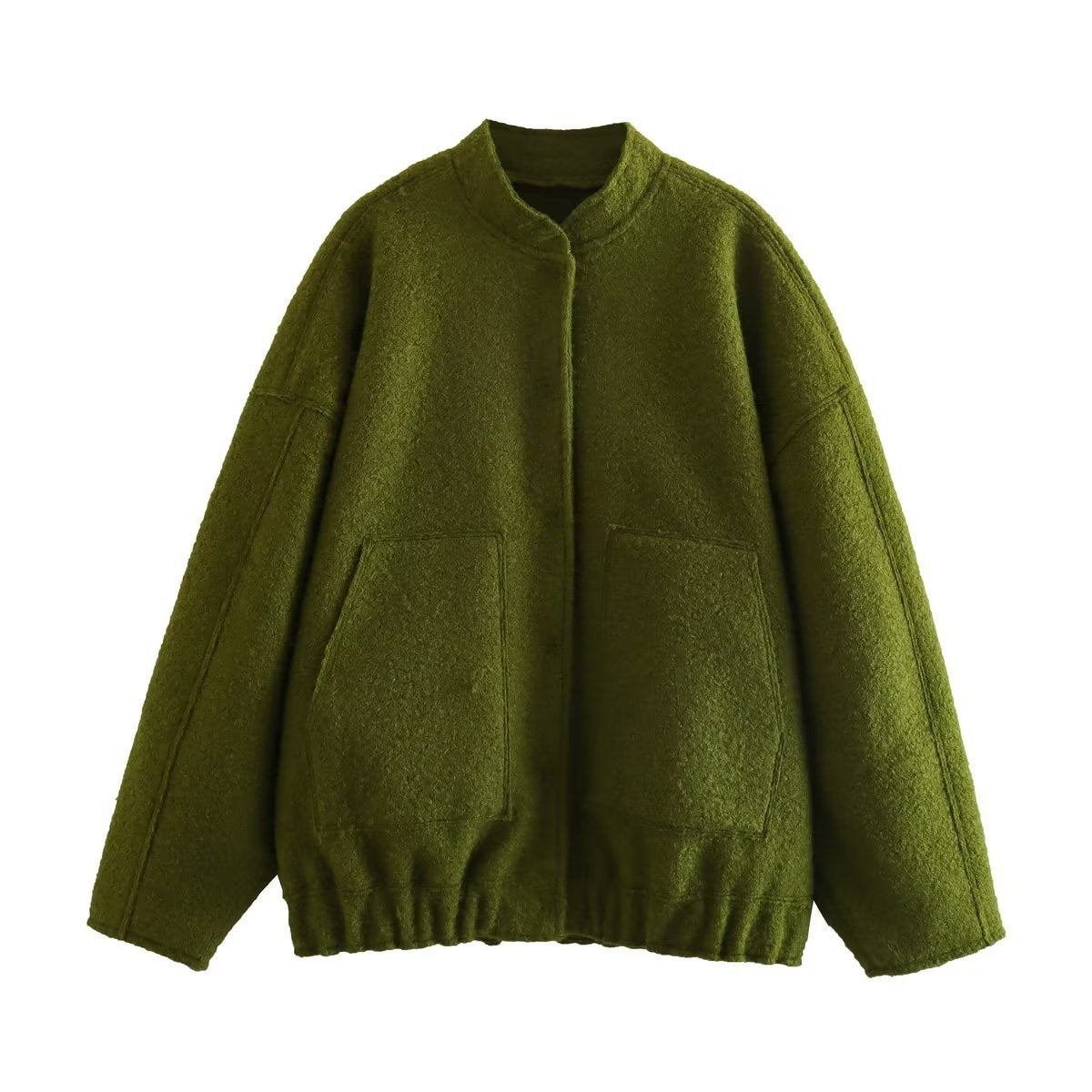 Standing Neck Loose Sleeved Pocket Jacket Limorista