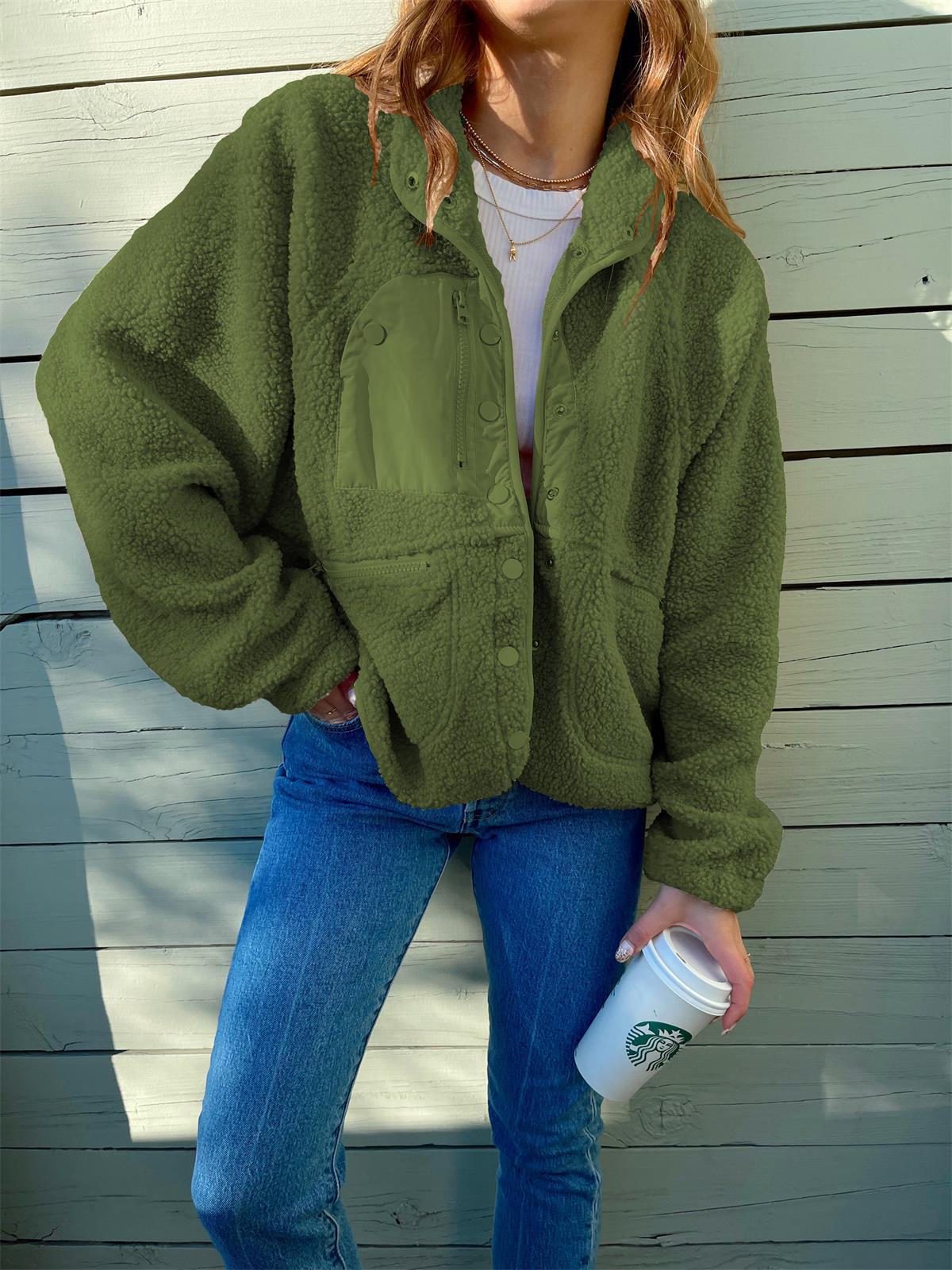 Short Cardigan Plush Jacket Lamb Wool Coat Limorista