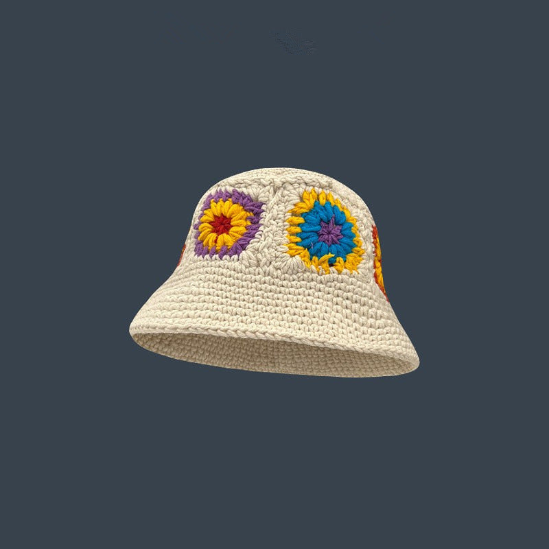 Japanese-style Retro Hollow Flower Handmade Knitted Bucket Hat Women Limorista