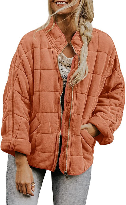 Solid Color Stand Collar Cotto With Loose Pockets Long Sleeved Jacket Women Limorista