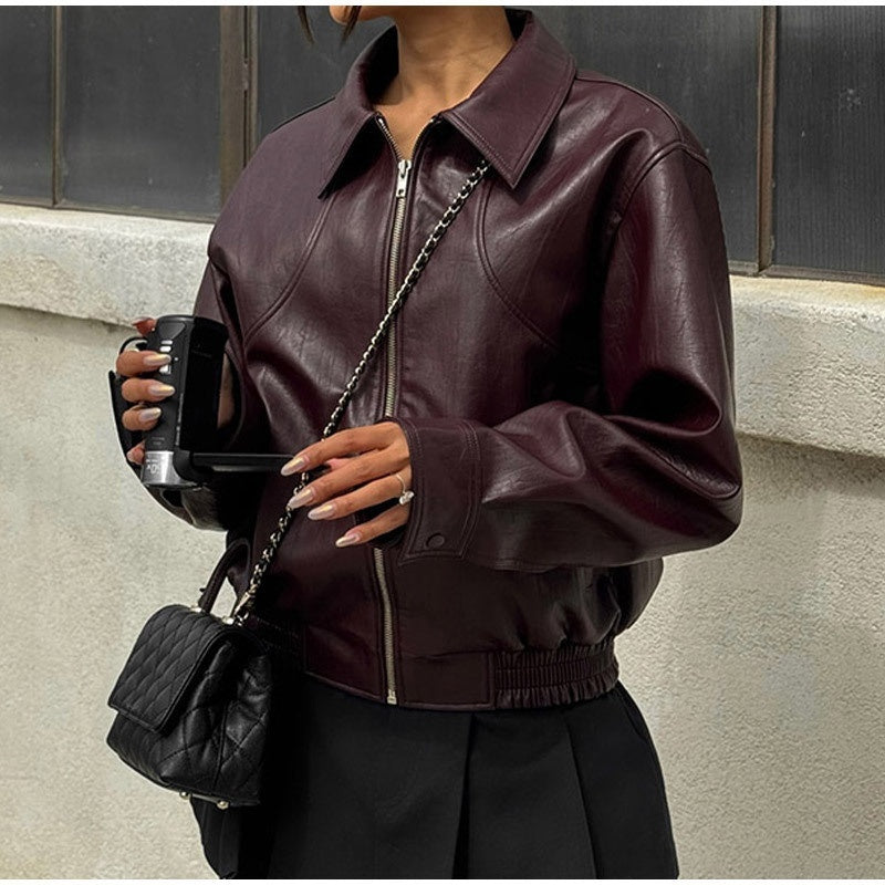 Lapel Long-sleeve Zipper Jacket Coat Limorista