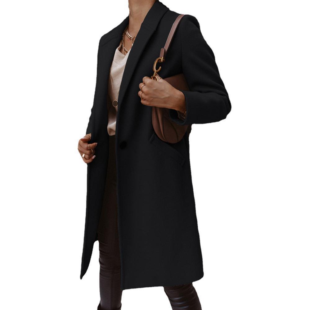 A Mid-length Coat With Solid Lapels Limorista