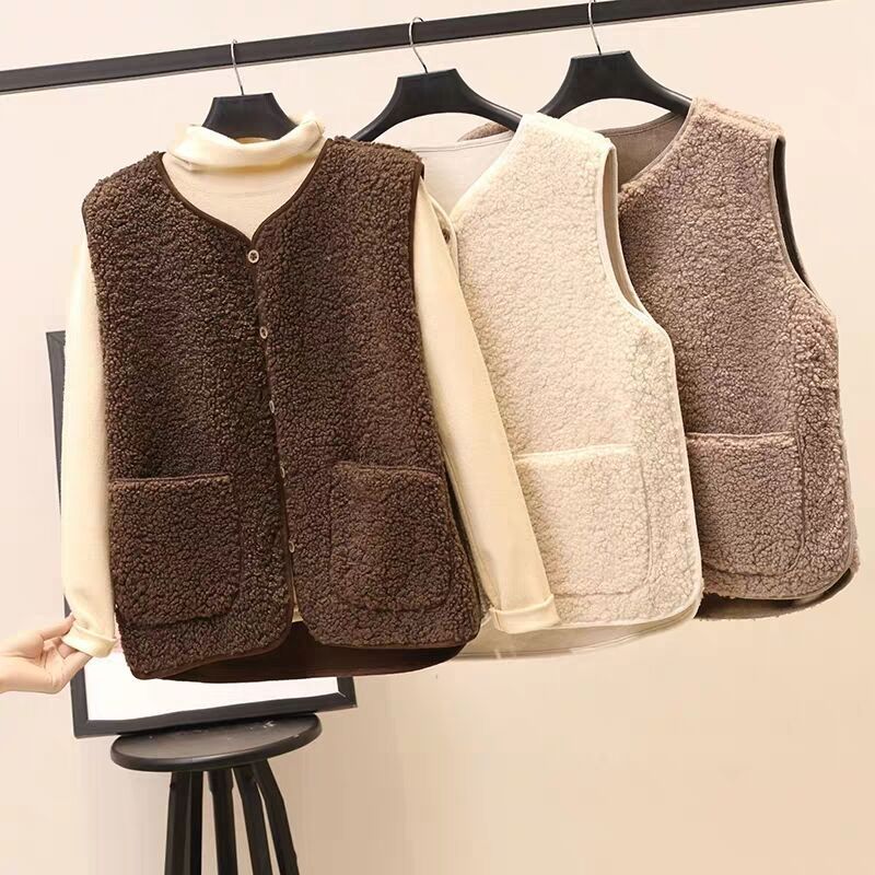 Autumn And Winter Versatile Outerwear Plush Vest Limorista