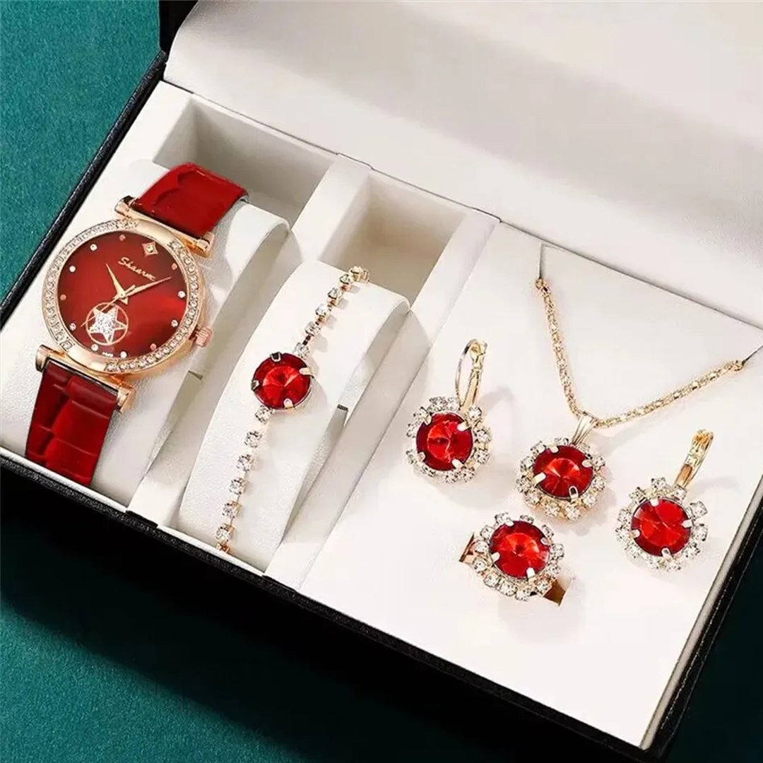 Fashion Watch Gift Suit Quartz Watch Necklace Bracelet Ring Stud Earrings Limorista