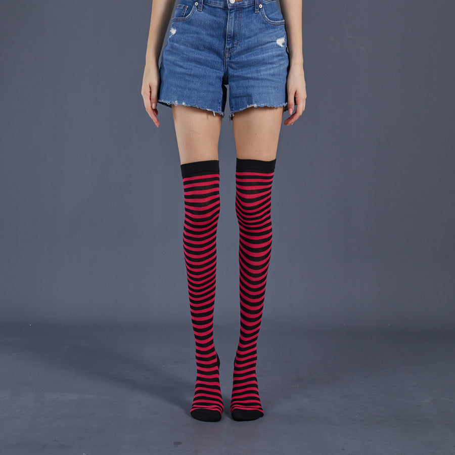 Thin Stripes Stockings Over The Knee Thickened High Tube Ladies Dance Party Performance Socks Limorista