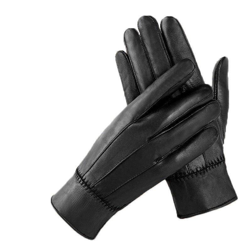 Genuine Leather Gloves For Men Women Fleece Lined Padded Warm Keeping Sheepskin Gloves Limorista