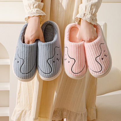 Striped Cat Slippers Indoor Couple Non-slip Floor Bedroom Slipper Winter Warm Plush House Shoes Women Men Limorista