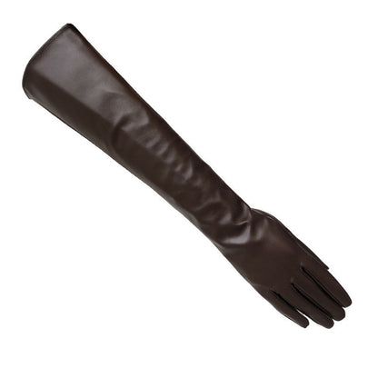Sexy Leopard Touch Screen Gloves Winter Women PU Black 50cm Long Simulation Leather Limorista